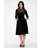 Black Diamond Velvet Swing Dress