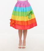Unique Vintage 1950s Rainbow Stripe Gellar Swing Skirt - Unique Vintage - Womens, BOTTOMS, SKIRTS