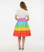 Unique Vintage 1950s Rainbow Stripe Gellar Swing Skirt - Unique Vintage - Womens, BOTTOMS, SKIRTS