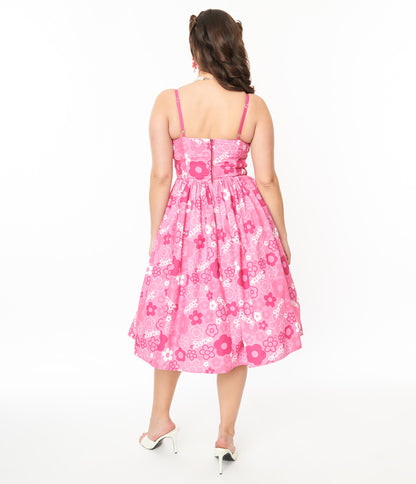 Barbie x Unique Vintage Pink Barbie Print Swing Dress