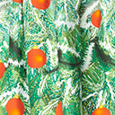 Unique Vintage Green Evergreen & Red Ornaments Swing Skirt