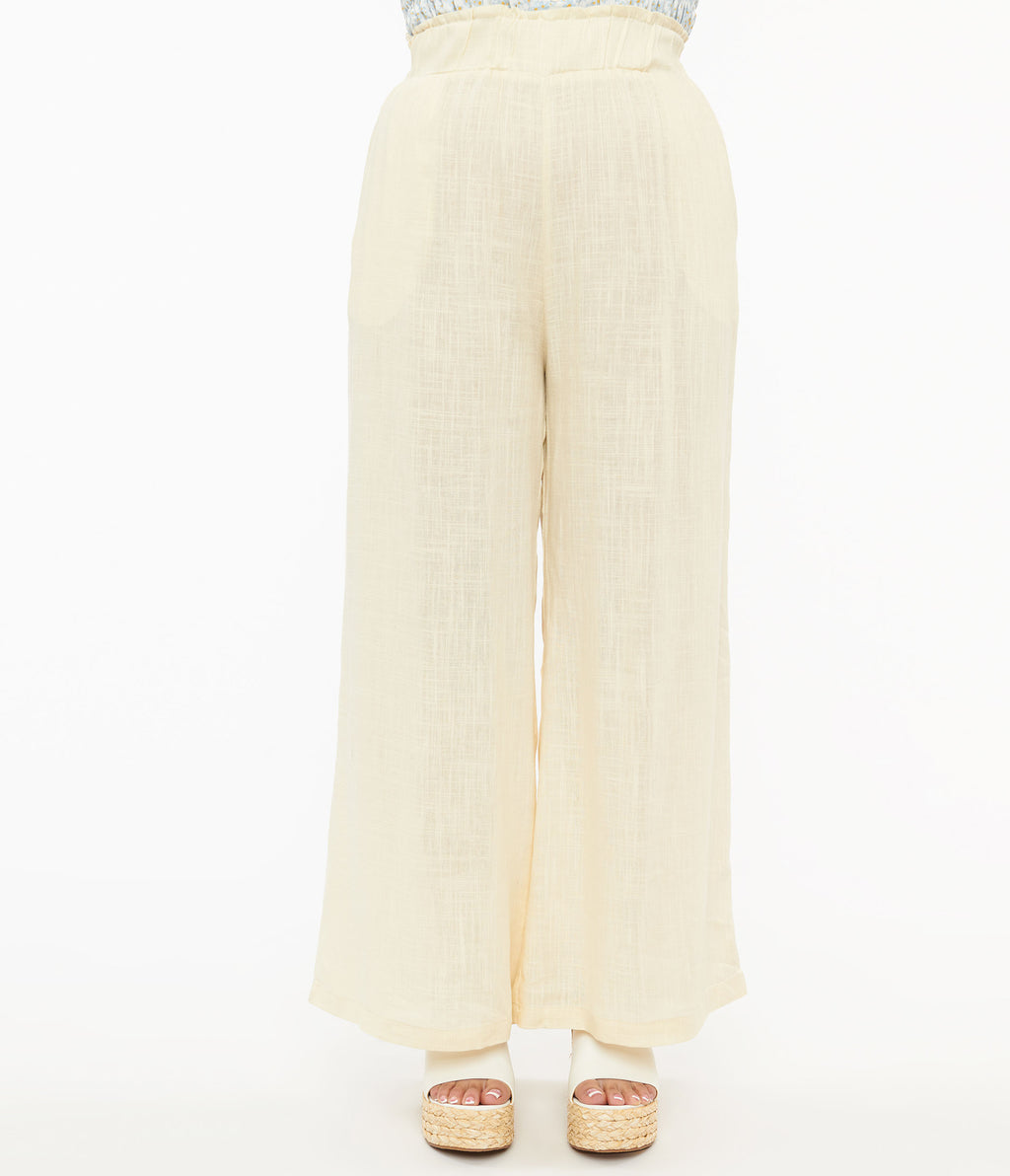 1970s Ivory Wide Leg Pants
