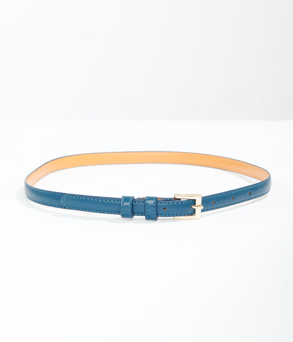 1950s Teal Skinny Leatherette Belt
