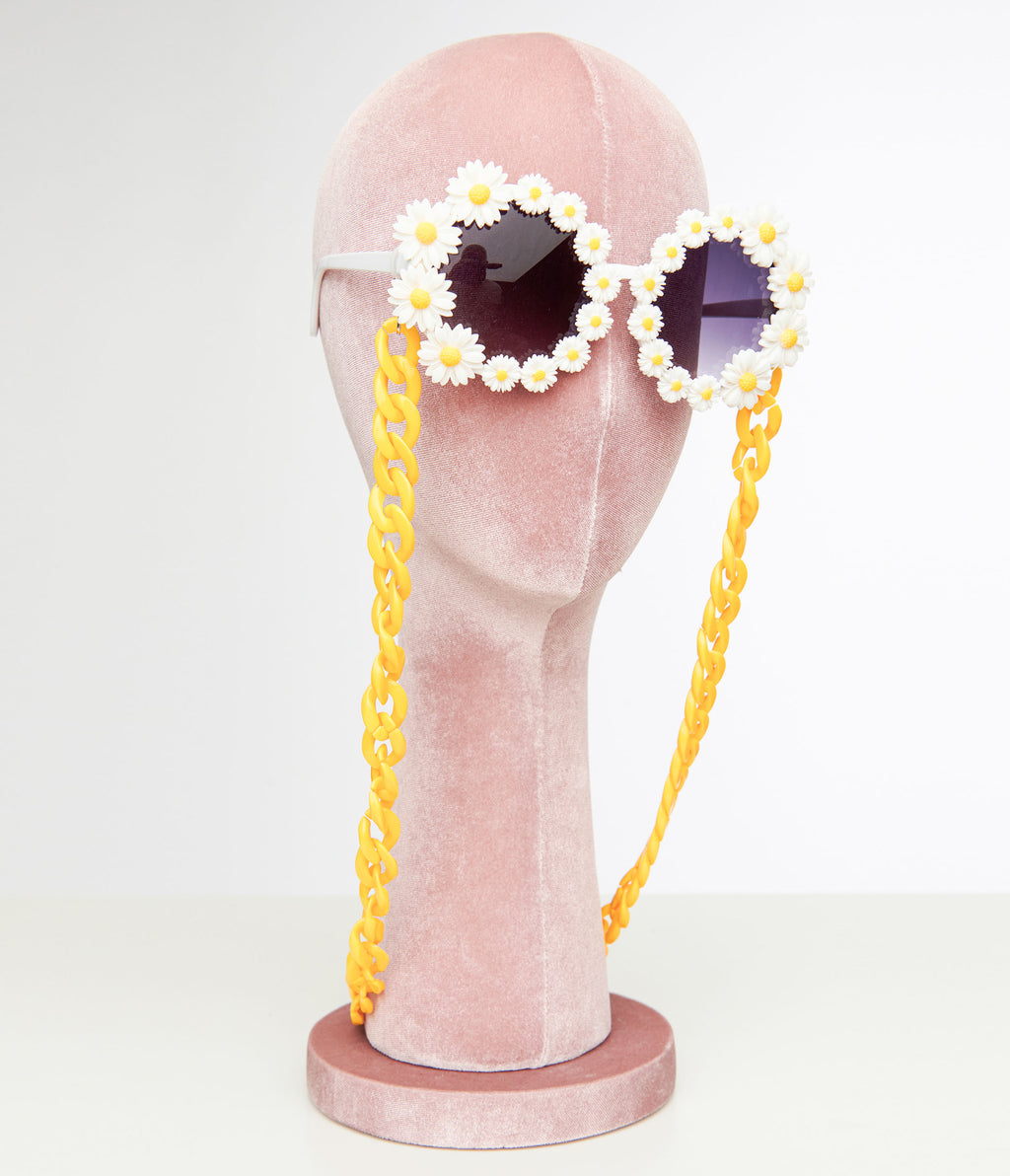 White Daisy Chain Round Sunglasses