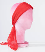 Unique Vintage 1950s Red Chiffon Hair Scarf - Unique Vintage - Womens, ACCESSORIES, HAIR
