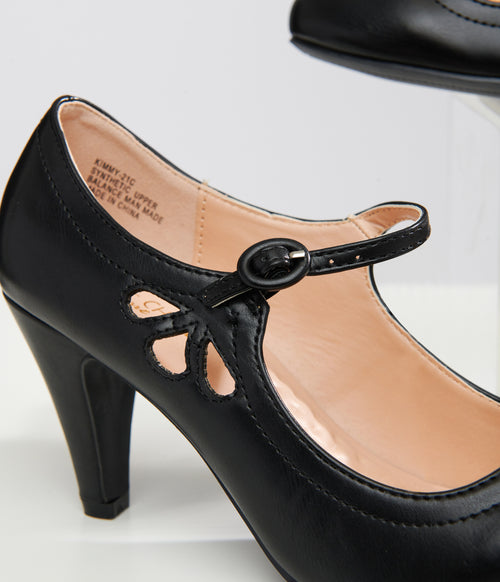 1920s Black Leatherette Mary Jane Pumps