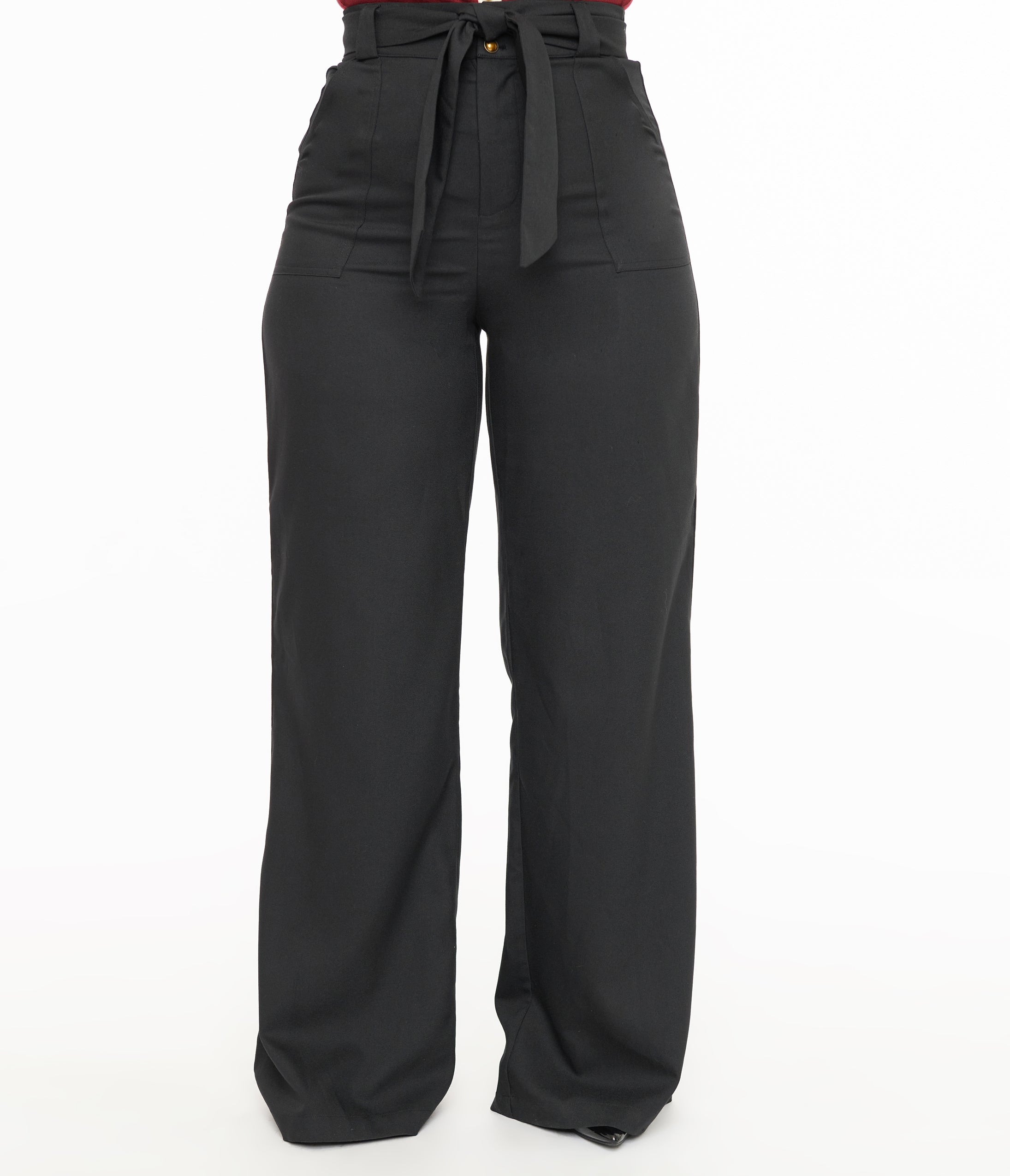 【1950s】Vintage Black Dress Slacks Unique Vintage 1950s Black Wide Leg Trousers