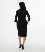 Unique Vintage Black Peplum Cooper Suit Pencil Dress