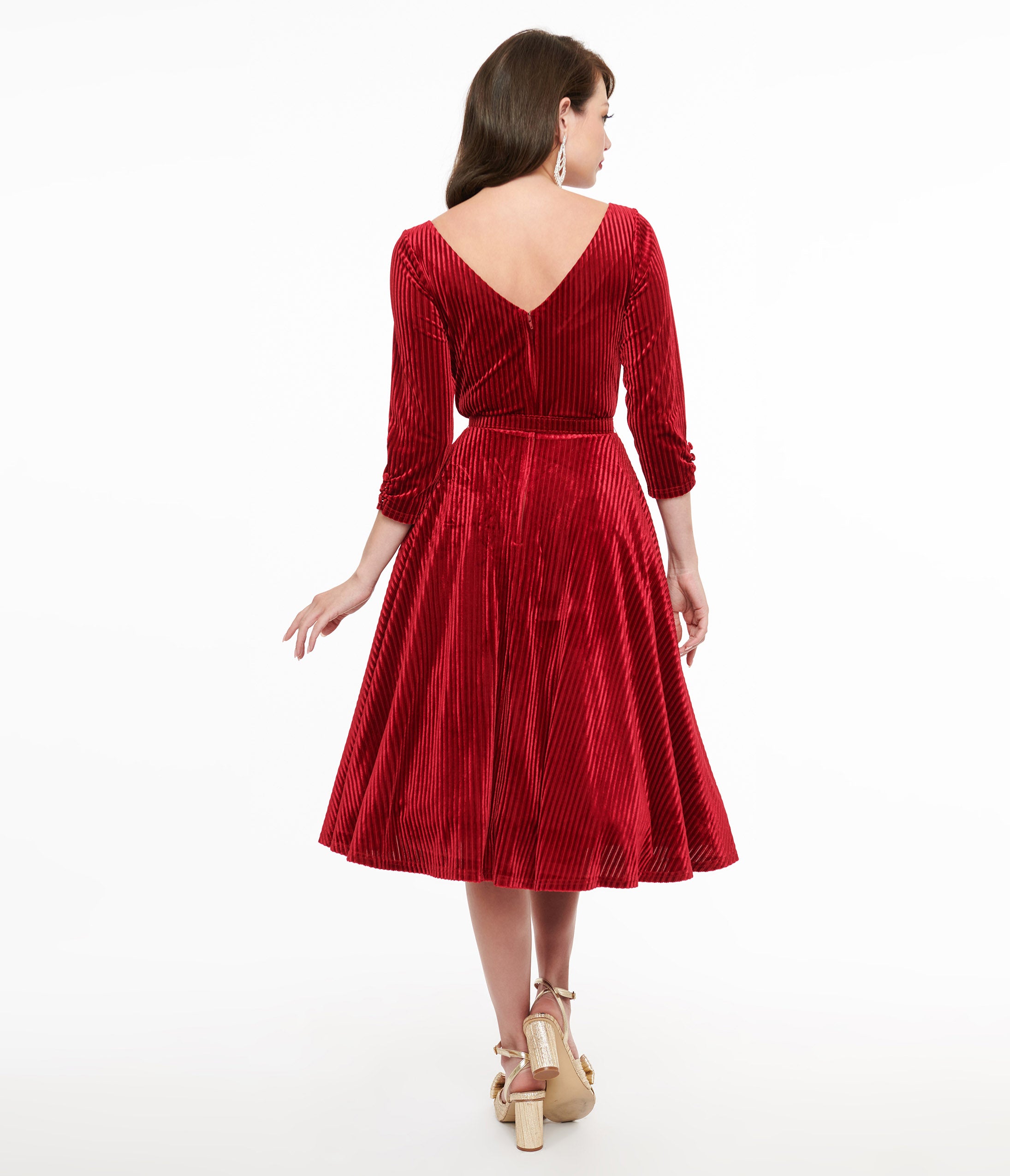 Unique Vintage 1950s Burgundy Textured Velvet Devon Swing Dress - XS/2 Unique Vintage 1950s Burgundy Textured Velvet Devon Swing Dress - XS/2