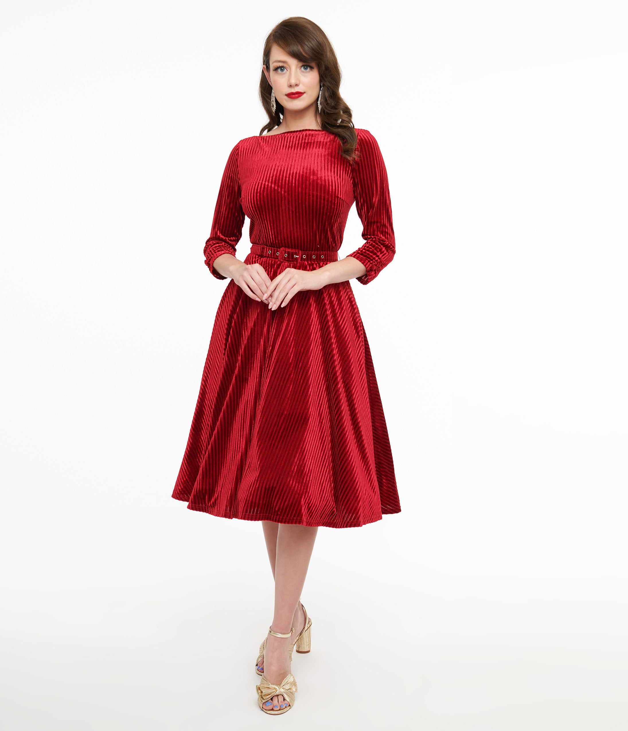 Unique Vintage 1950s Burgundy Textured Velvet Devon Swing Dress Unique Vintage 1950s Burgundy Textured Velvet Devon Swing Dress