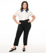 Unique Vintage Plus Size 1960s Black Cigarette Pants