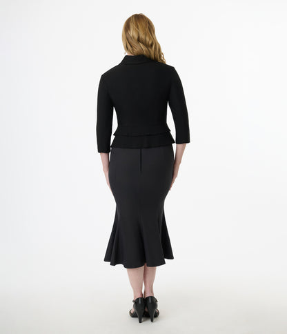 Unique Vintage Black Peplum Jacket