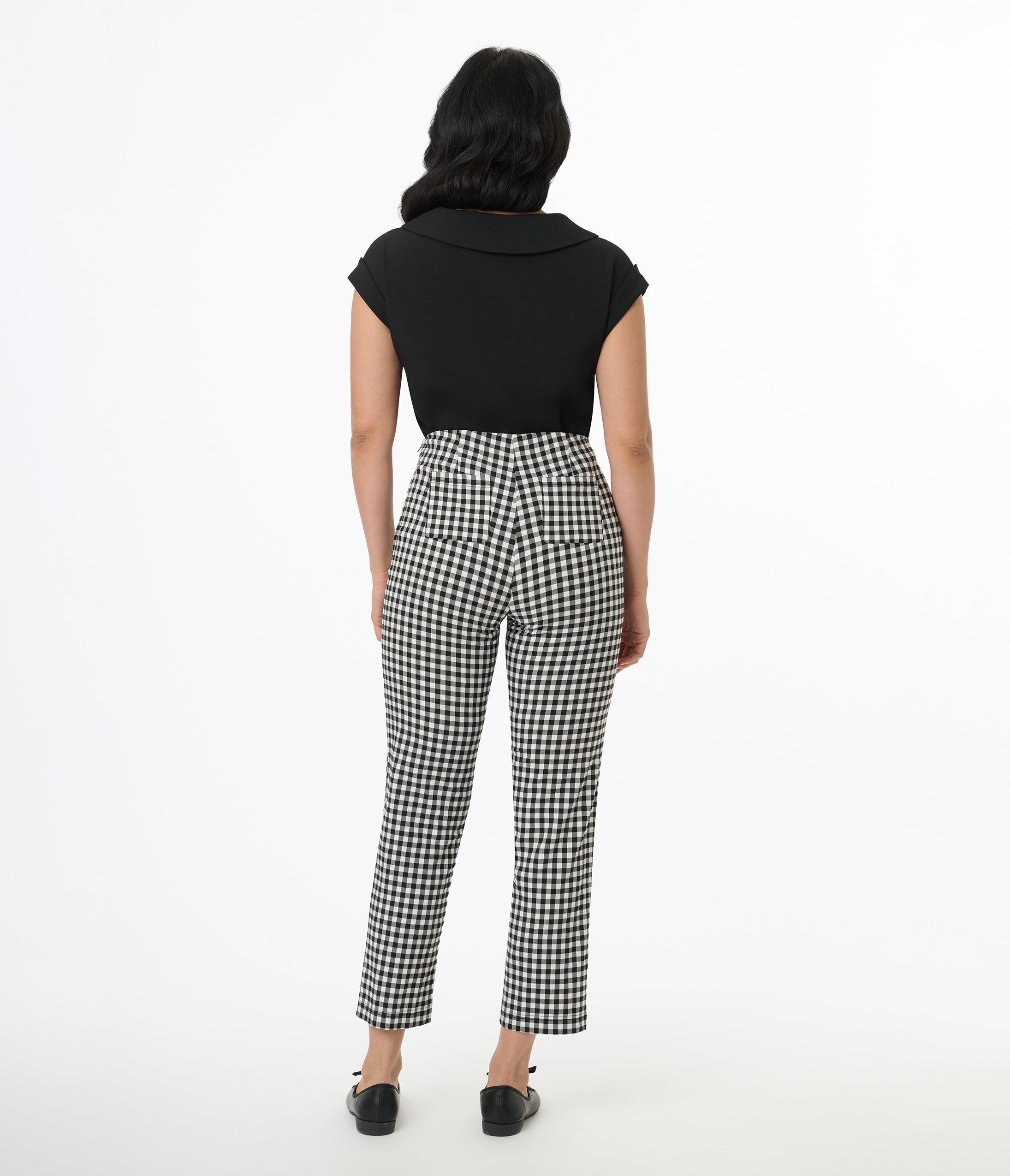 Unique Vintage 1960s Black & White Gingham Cigarette Pants