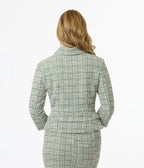 Unique Vintage 1940s Green Plaid Boucle Peplum Jacket