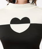Smak Parlour Black & White Color Block Heart Shift Dress