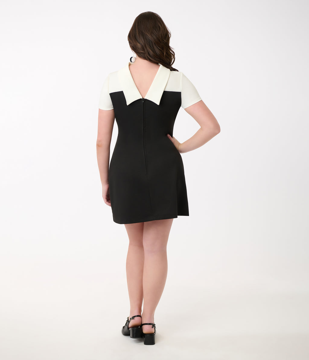 Smak Parlour Black & White Color Block Heart Shift Dress