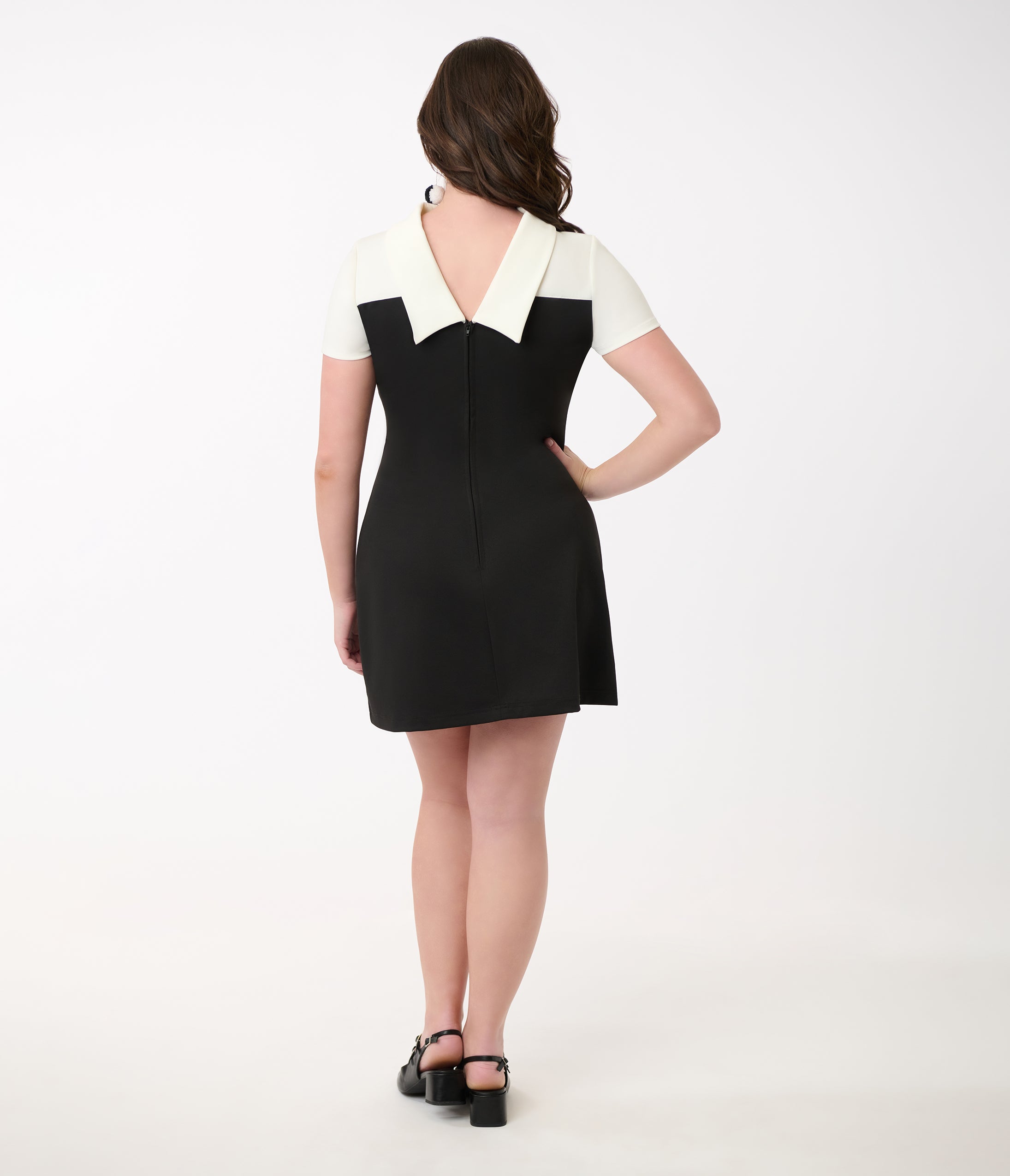 Smak Parlour Black & White Color Block Heart Shift Dress