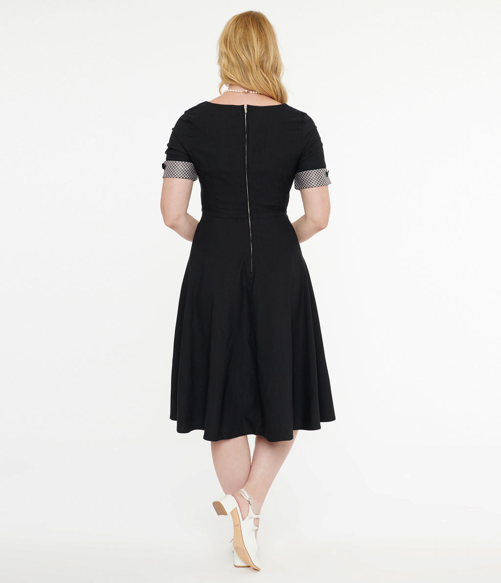 Tatyana 1950s Black & Plaid Trixie Swing Dress