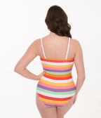 Unique Vintage Rainbow Stripe Barbara One Piece Swimsuit