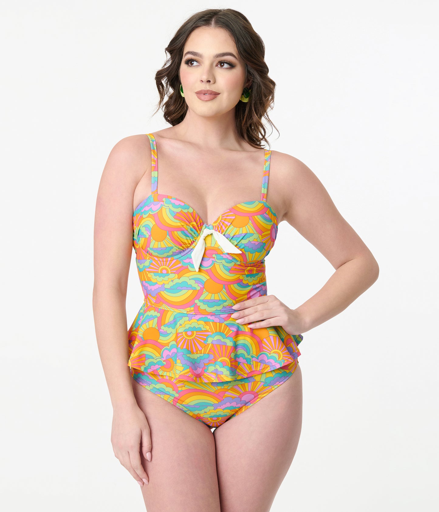 Unique Vintage Happy Groovy Rainbow Daphne Swim Bottom