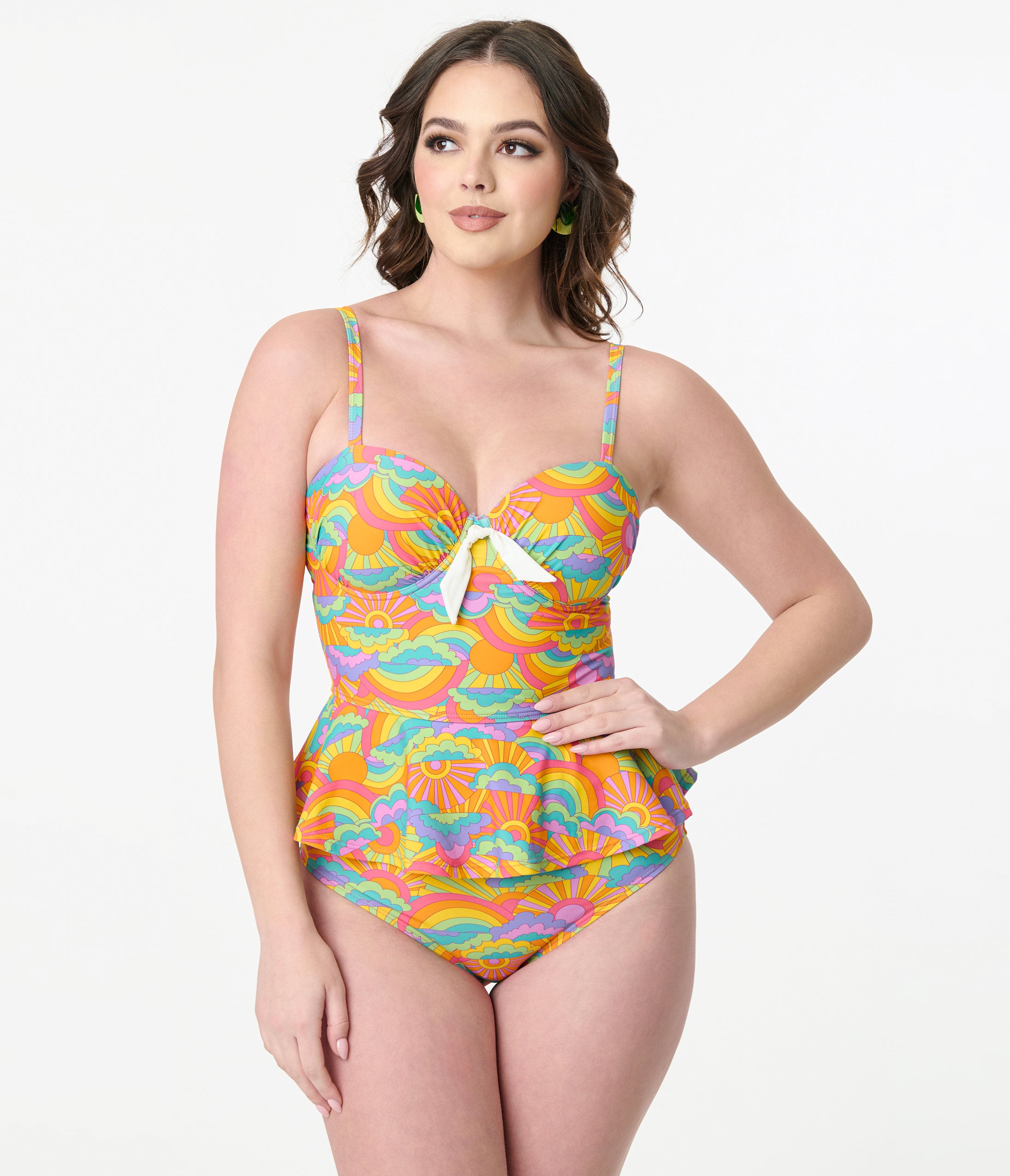 Unique Vintage Happy Groovy Rainbow Daphne Swim Bottom