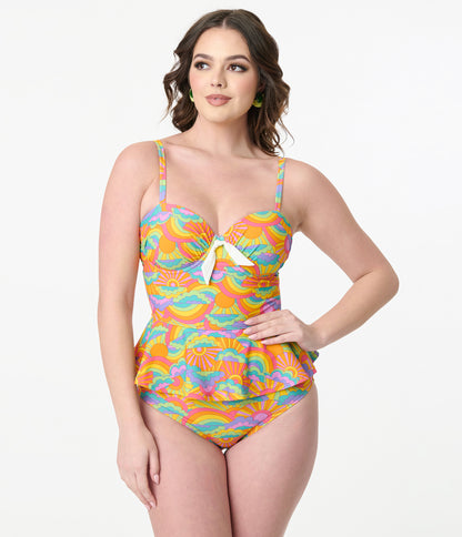 Unique Vintage Happy Groovy Rainbow Daphne Swim Bottom
