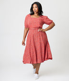 Royal Monk Plus Size Red Summer Floral Eva Bloom Midi Dress