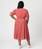 Royal Monk Plus Size Red Summer Floral Eva Bloom Midi Dress