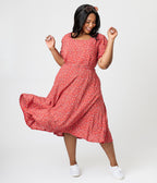 Royal Monk Plus Size Red Summer Floral Eva Bloom Midi Dress