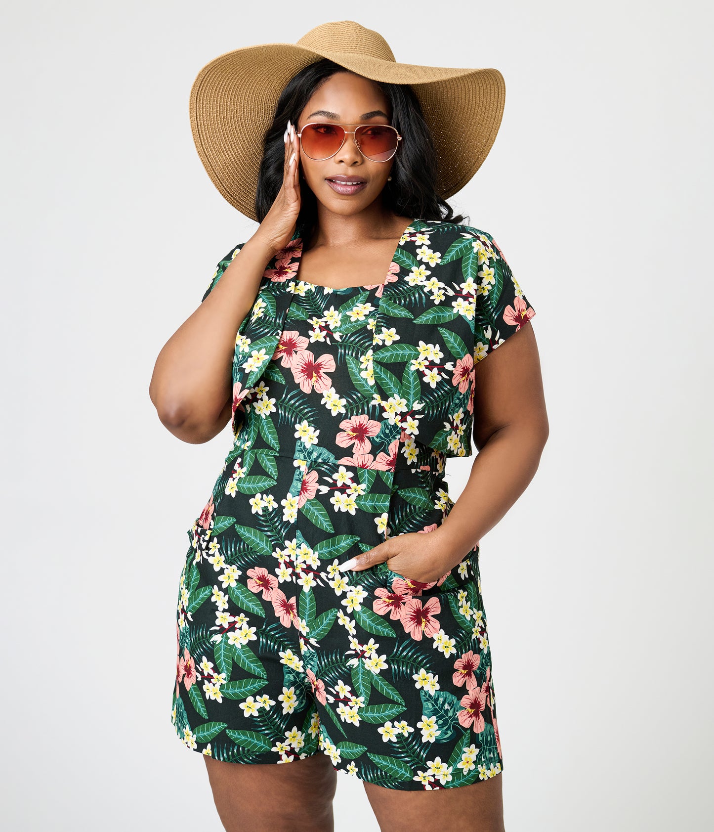 Royal Monk Plus Size Tropical Print Phoebe Bolero