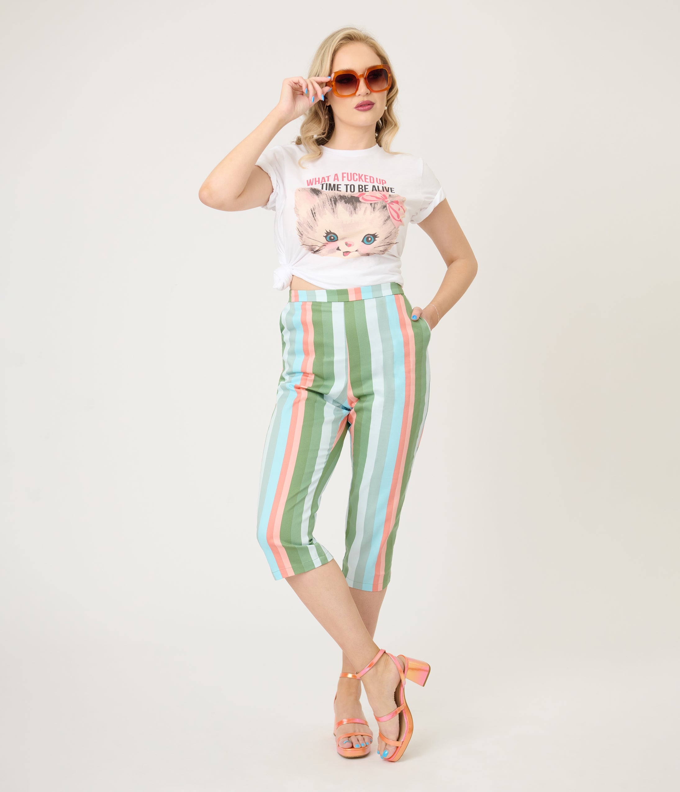 Royal Monk Lollipop Stripe Esme Capri Pants
