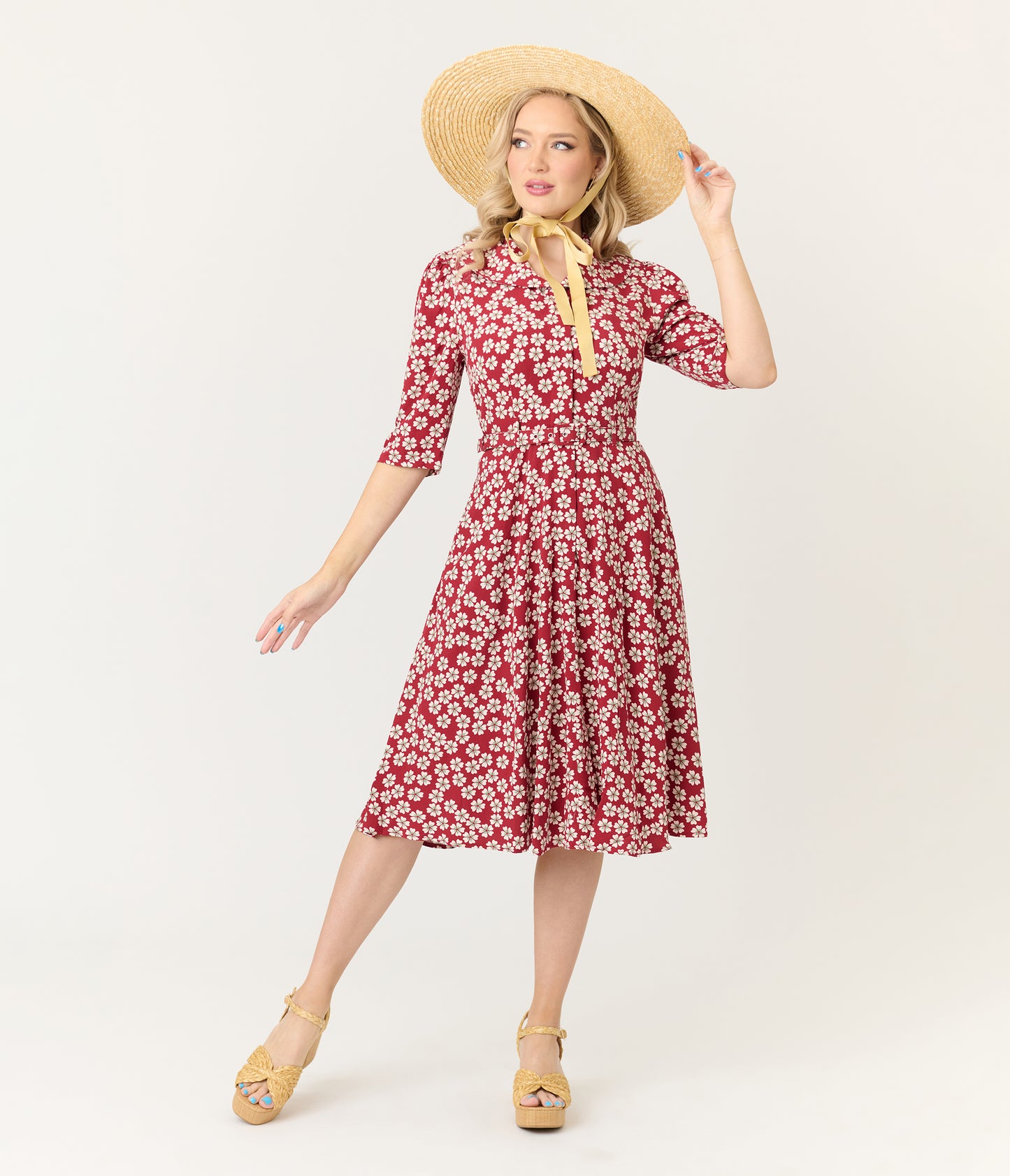 Royal Monk Red Blossom Elodie Midi Dress
