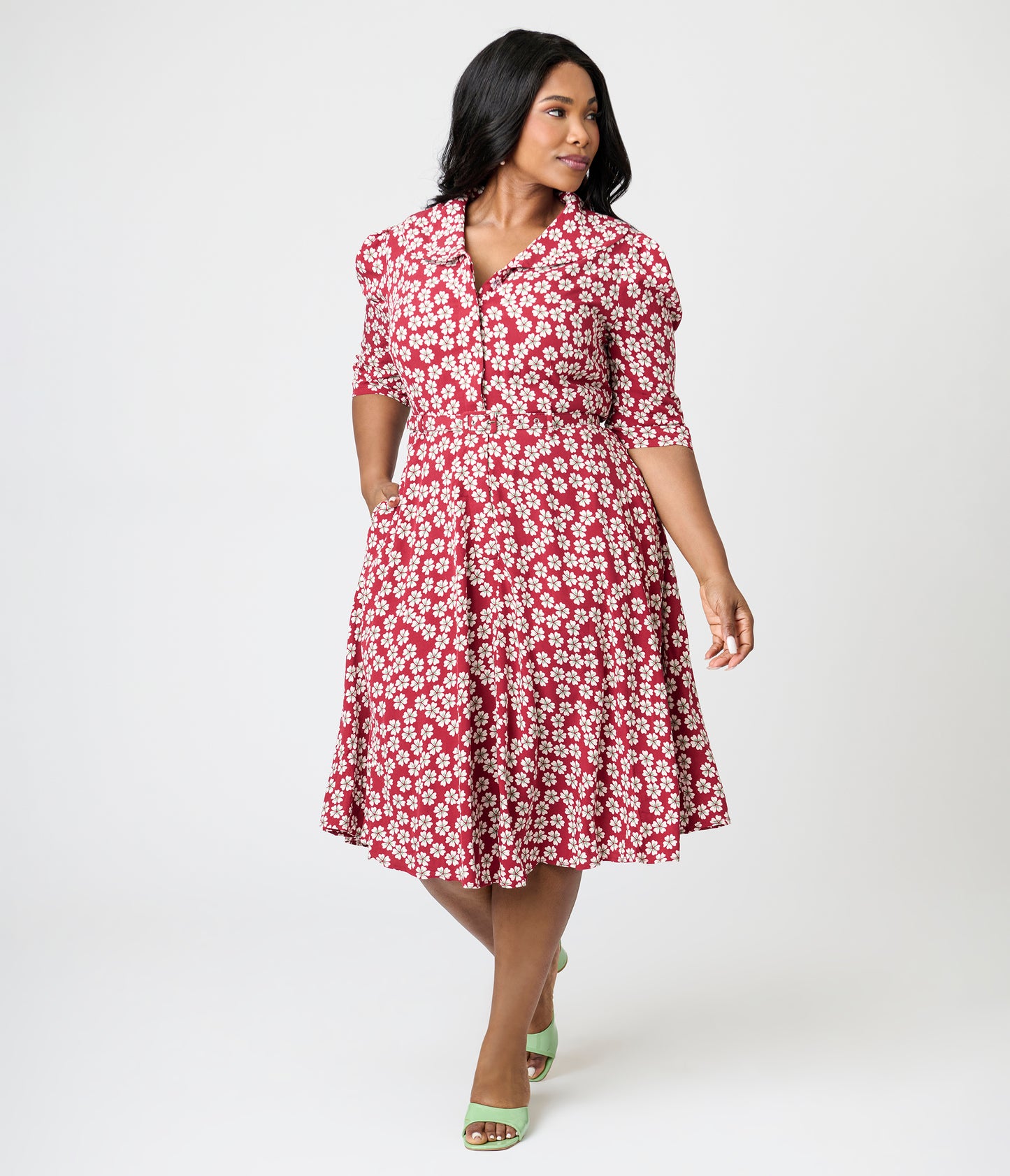 Royal Monk Plus Size Red Blossom Elodie Midi Dress