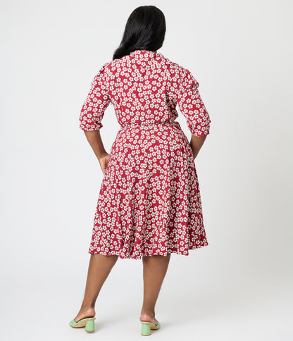 Royal Monk Plus Size Red Blossom Elodie Midi Dress