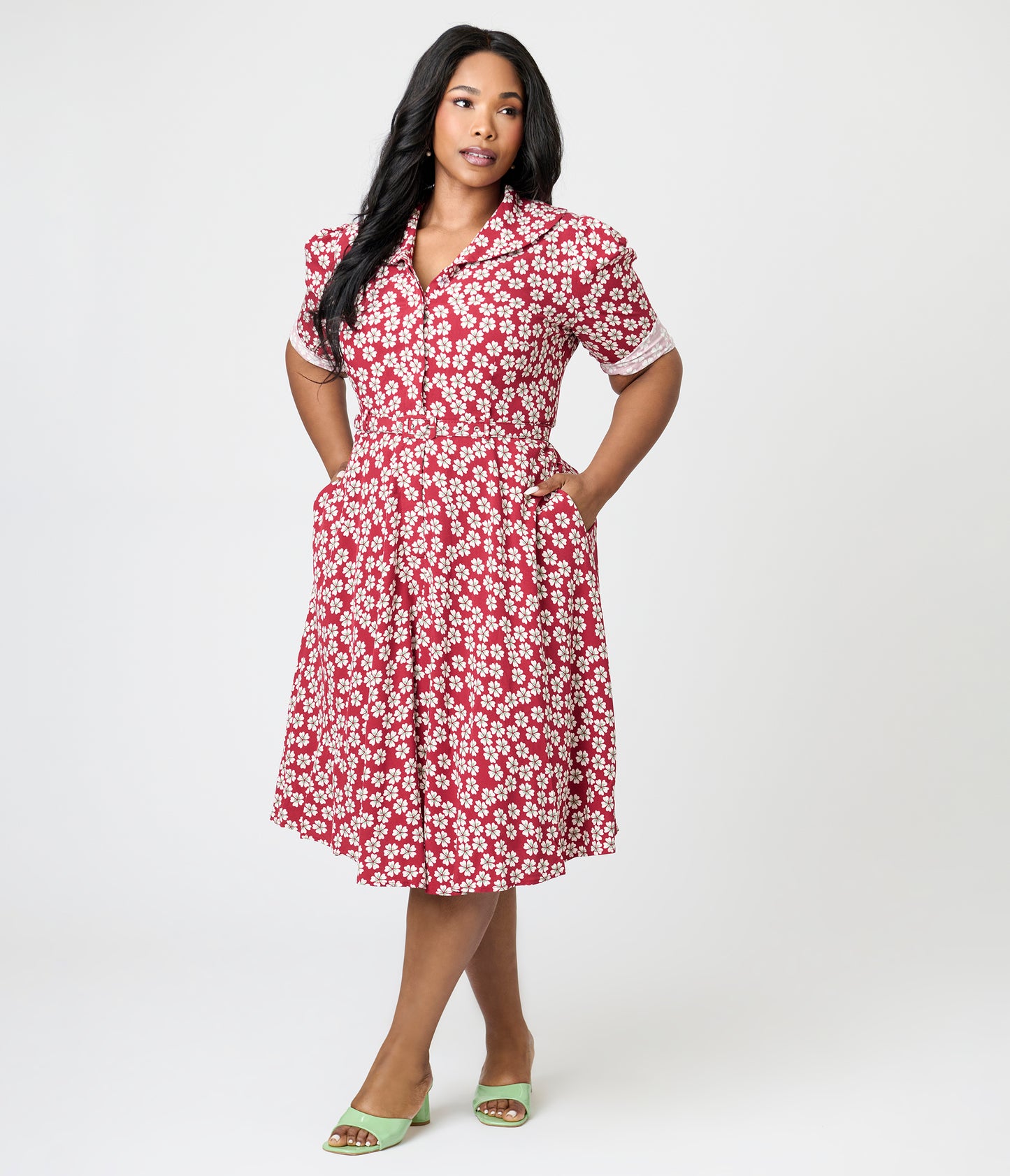 Royal Monk Plus Size Red Blossom Elodie Midi Dress