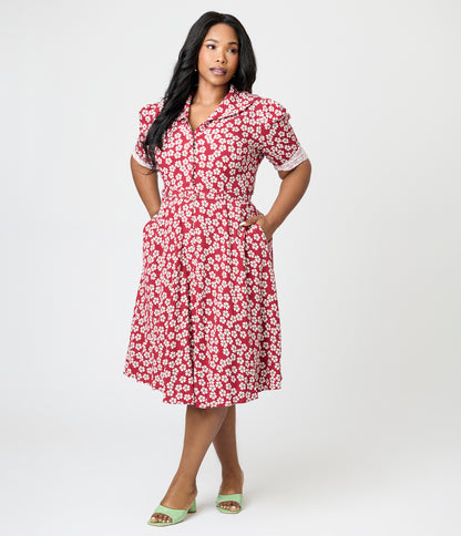 Royal Monk Plus Size Red Blossom Elodie Midi Dress