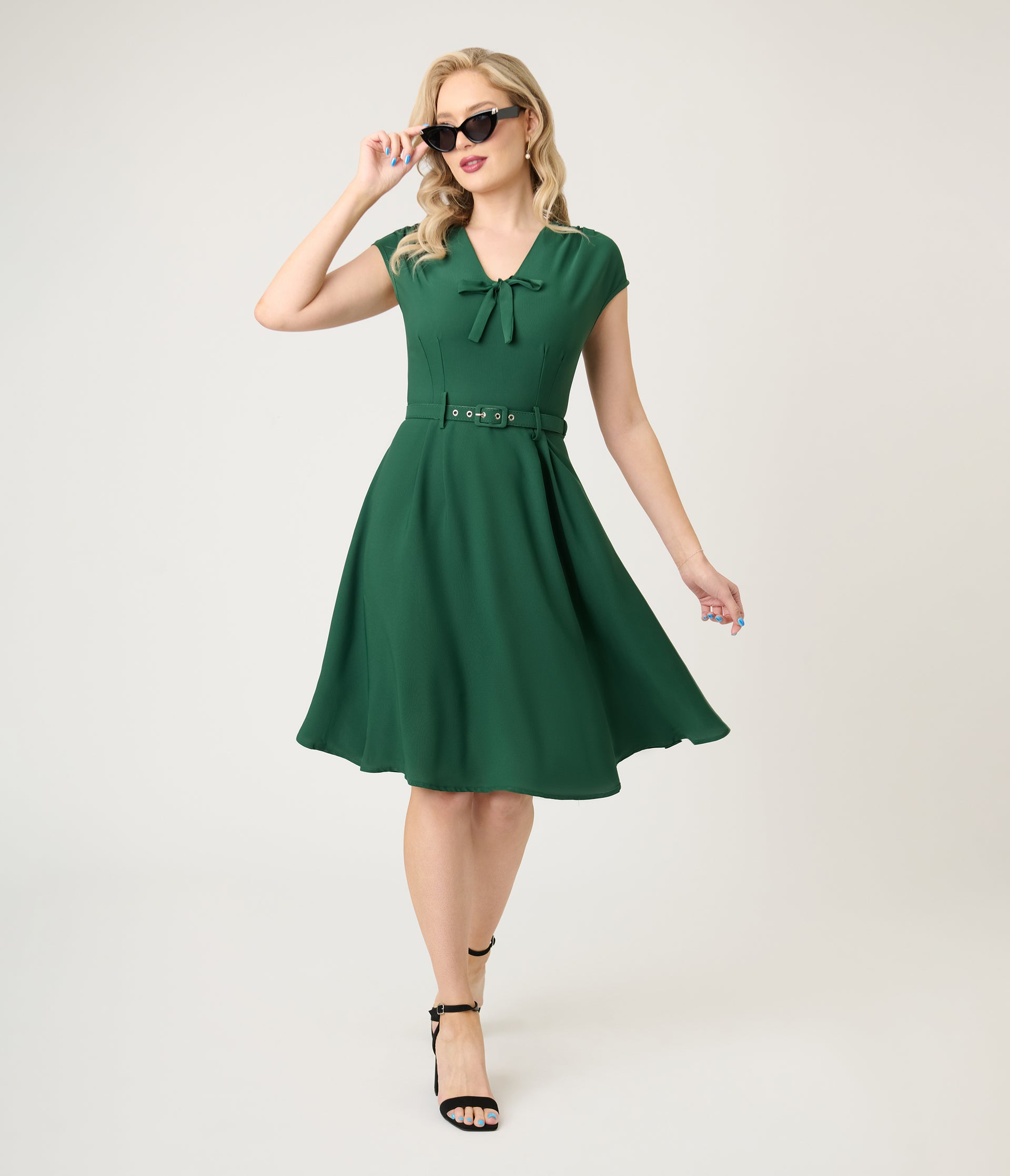 Royal Monk Green Chiffon Holly Swing Dress – Unique Vintage