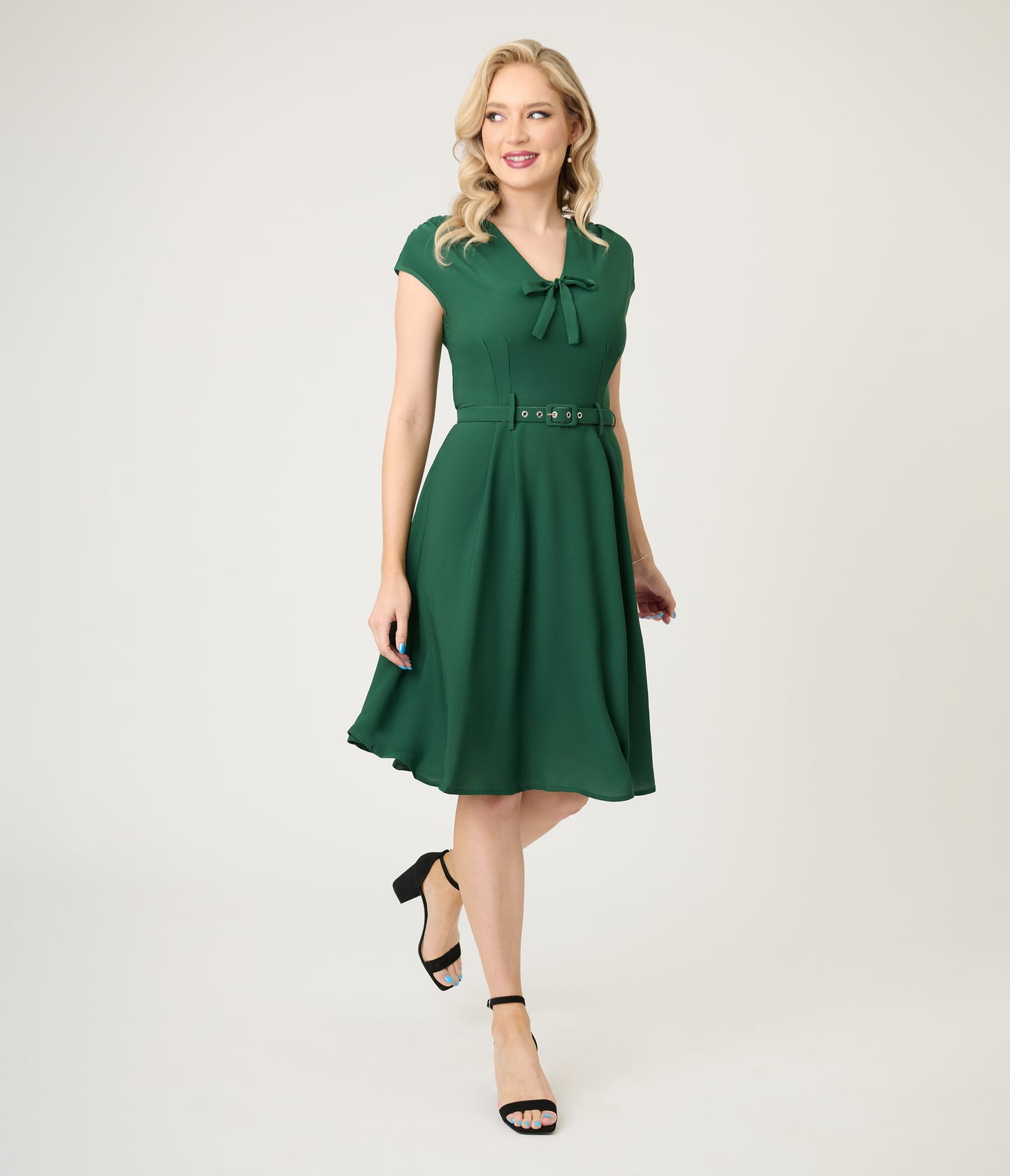 Royal Monk Green Chiffon Holly Swing Dress