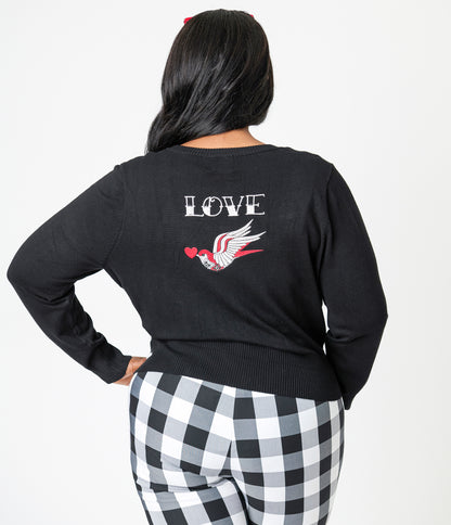Royal Monk Plus Size Black & Red Annie Love Cardigan