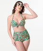 Unique Vintage Green Kaleidoscope Monroe Swim Bottom
