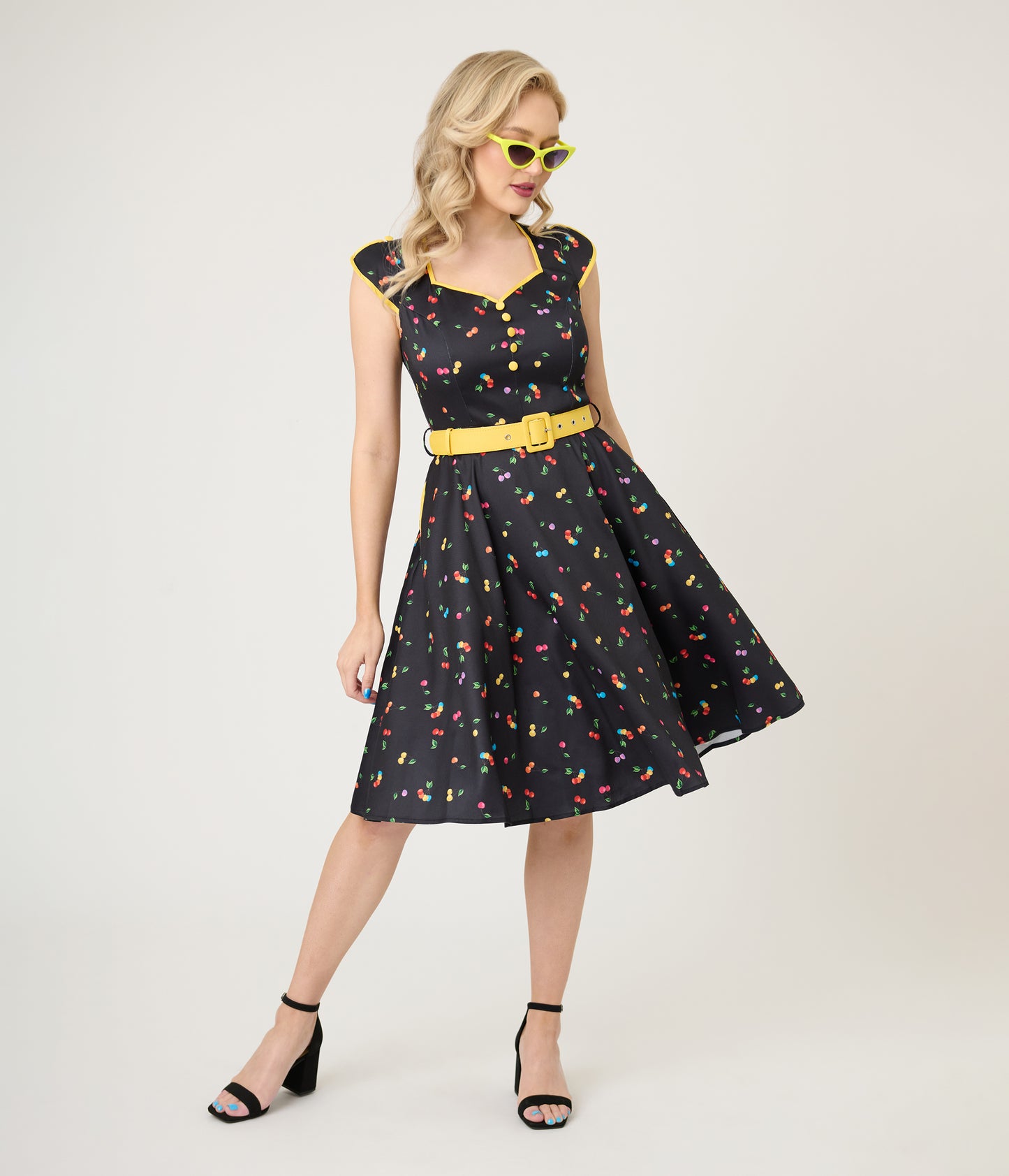 Voodoo Vixen Rainbow Cherry Swing Dress