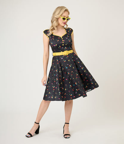 Voodoo Vixen Rainbow Cherry Swing Dress