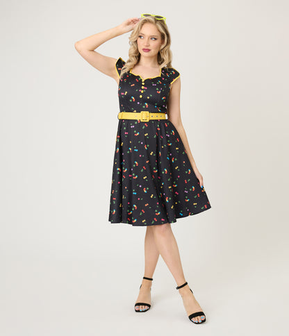 Voodoo Vixen Rainbow Cherry Swing Dress