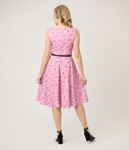 Voodoo Vixen Pink Cats & Books Swing Dress