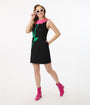 Smak Parlour Black & Pink Petal Collar Cotton Shift Dress