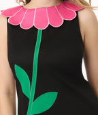 Smak Parlour Black & Pink Petal Collar Cotton Shift Dress