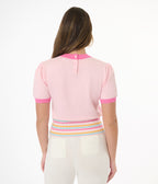 Smak Parlour Pink & Rainbow Flower Cutout Sweater