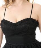 Unique Vintage Black Tiered Sheer Midi Dress