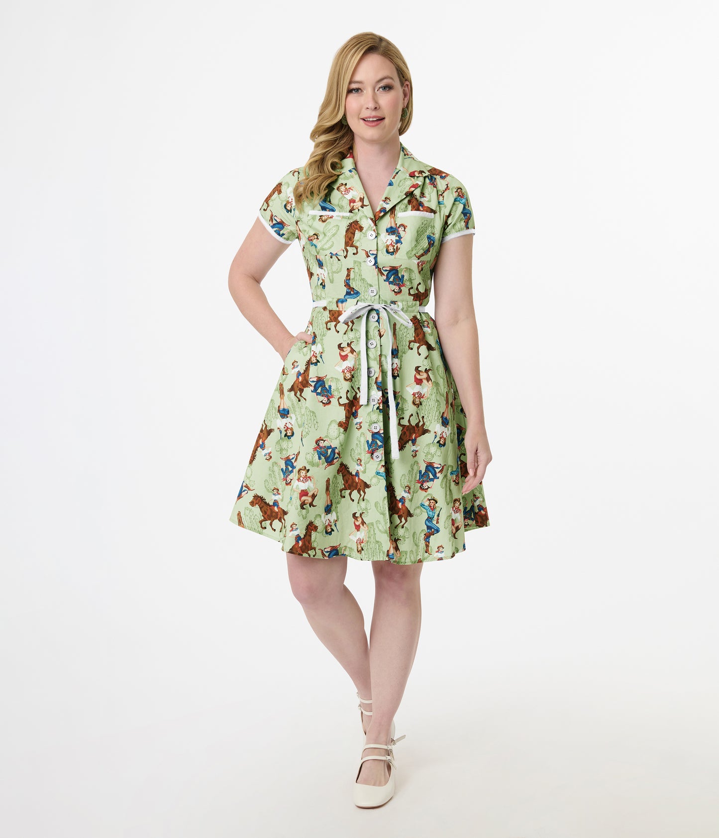 Smak Parlour Western Pin-Ups Cotton Fit & Flare Dress