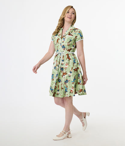 Smak Parlour Western Pin-Ups Cotton Fit & Flare Dress